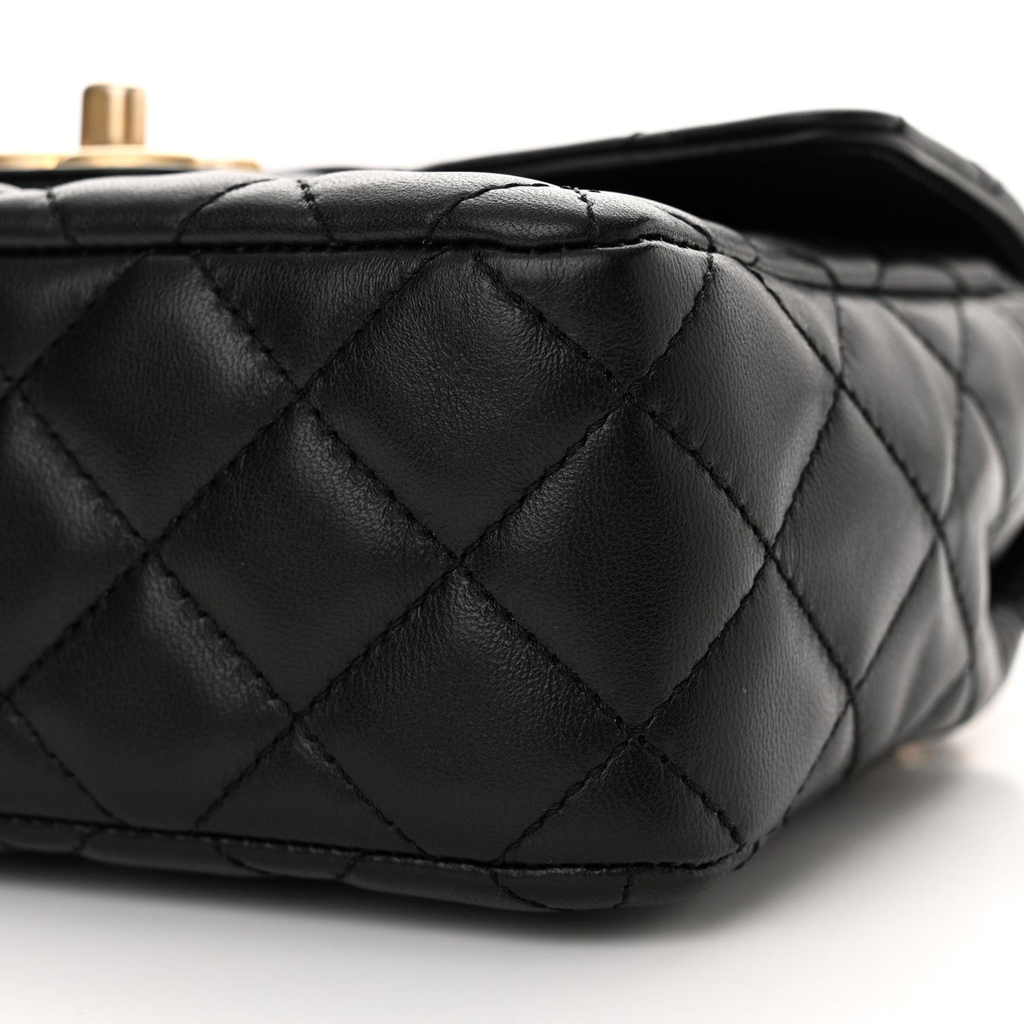 Lambskin Enamel Quilted Mini Flap Black