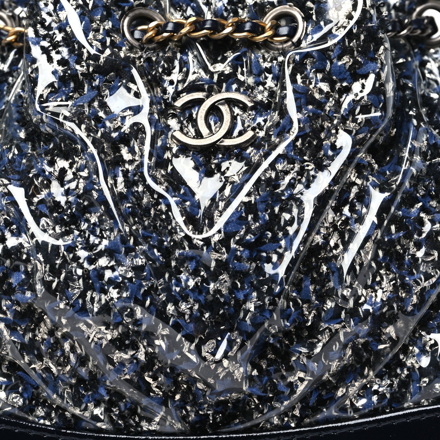 Chanel Tweed PVC Quilted Gabrielle Backpack Navy Black 8 of 10