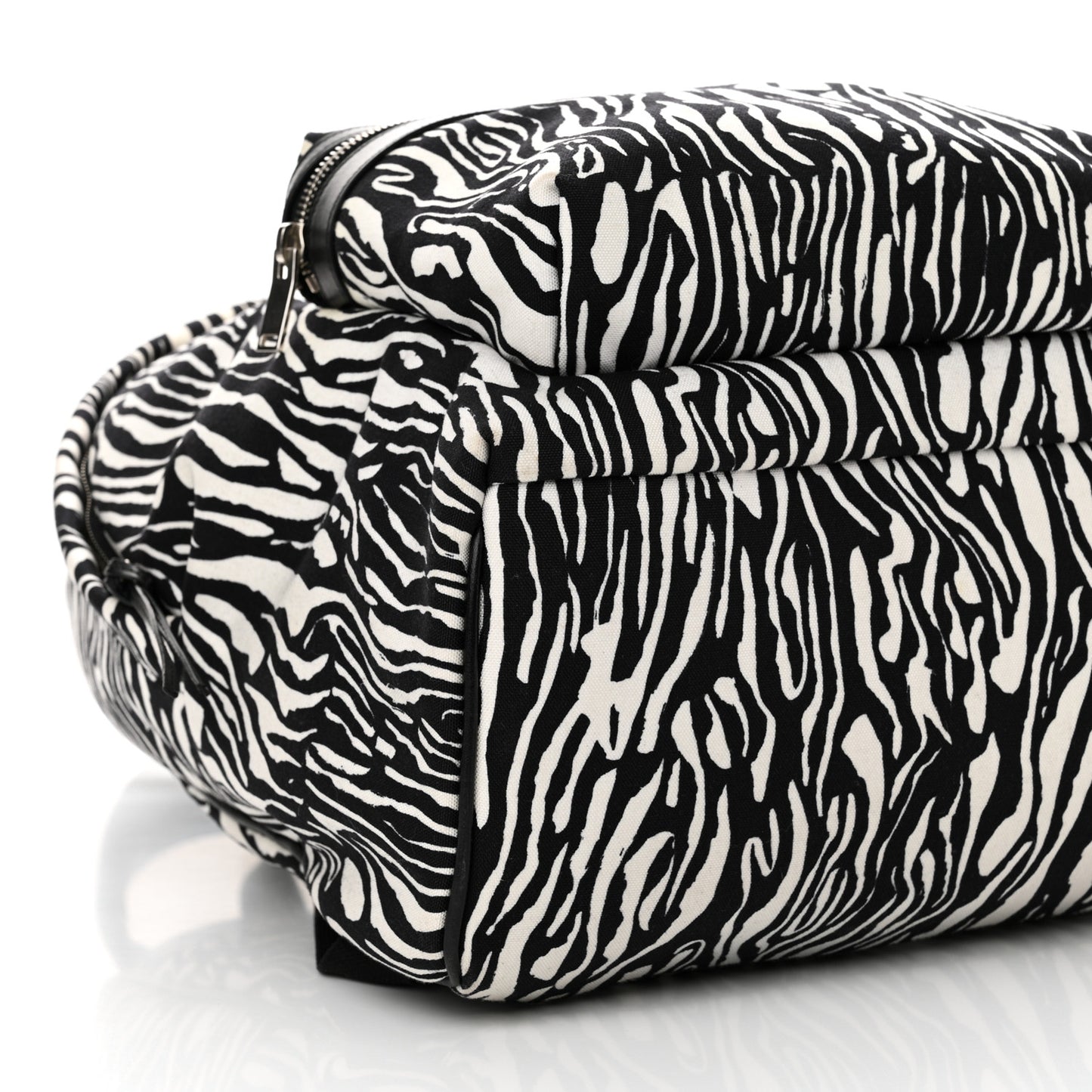Canvas Zebra Print City Backpack Black White