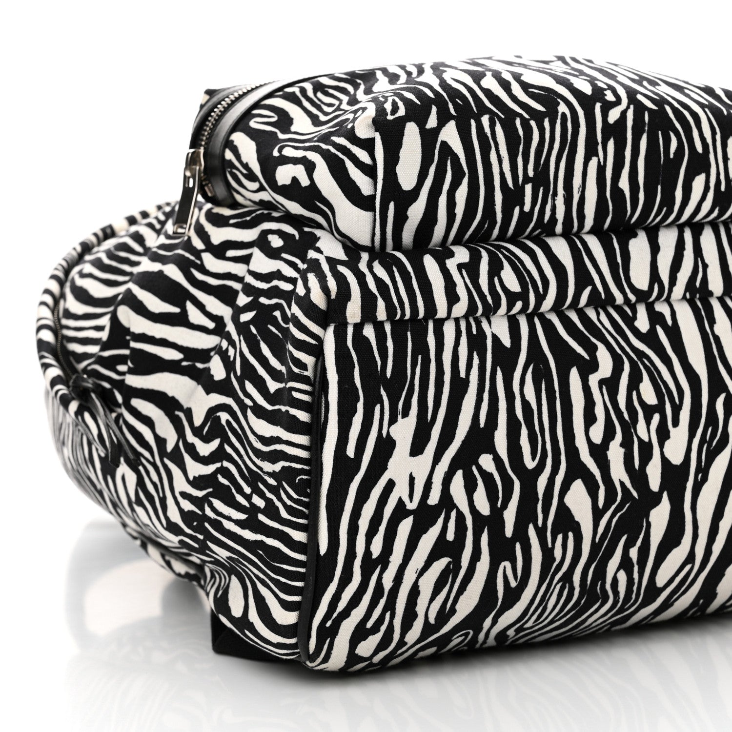 Saint Laurent Canvas Zebra Print City Backpack Black White 9 of 10