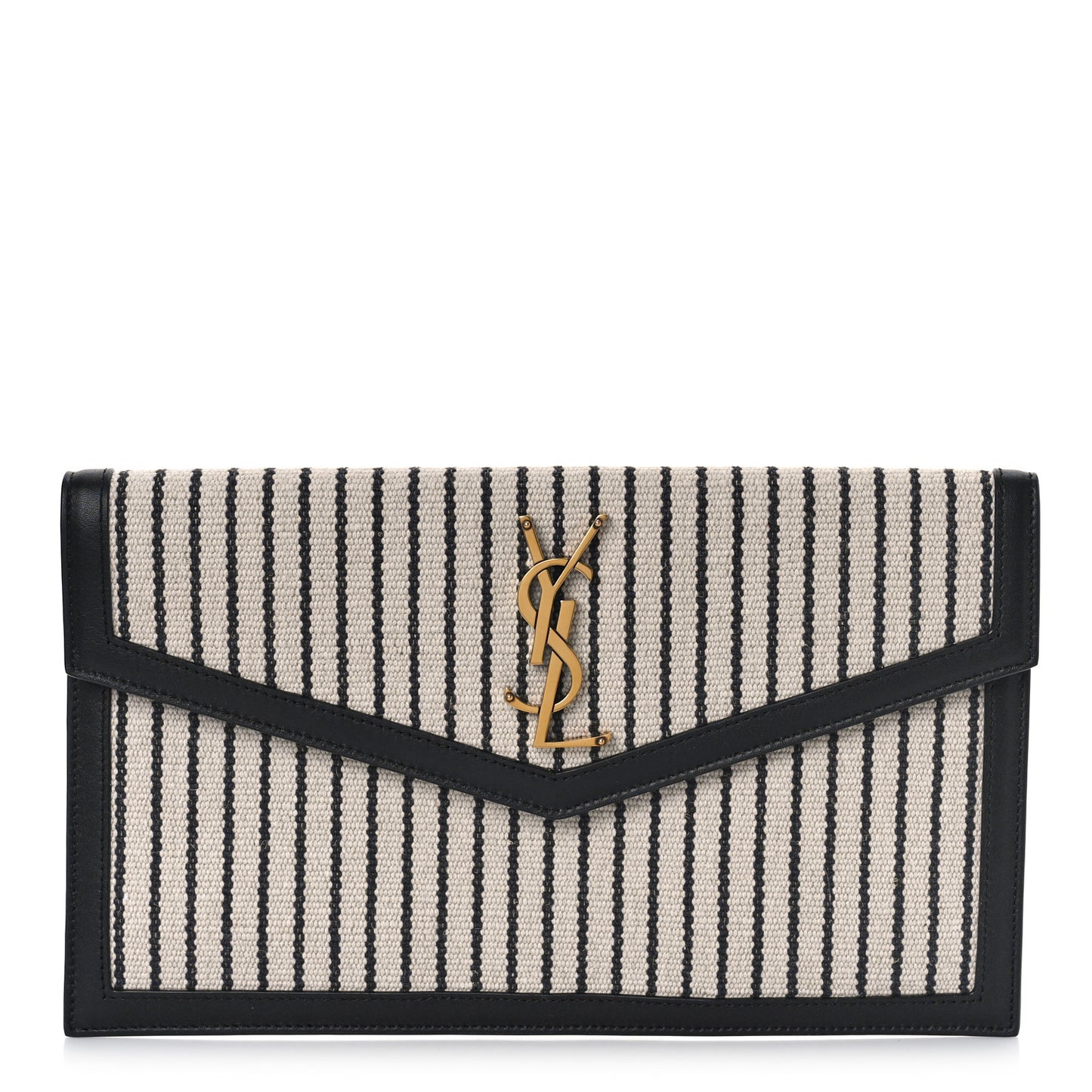 Canvas Striped Uptown Pouch Beige Black