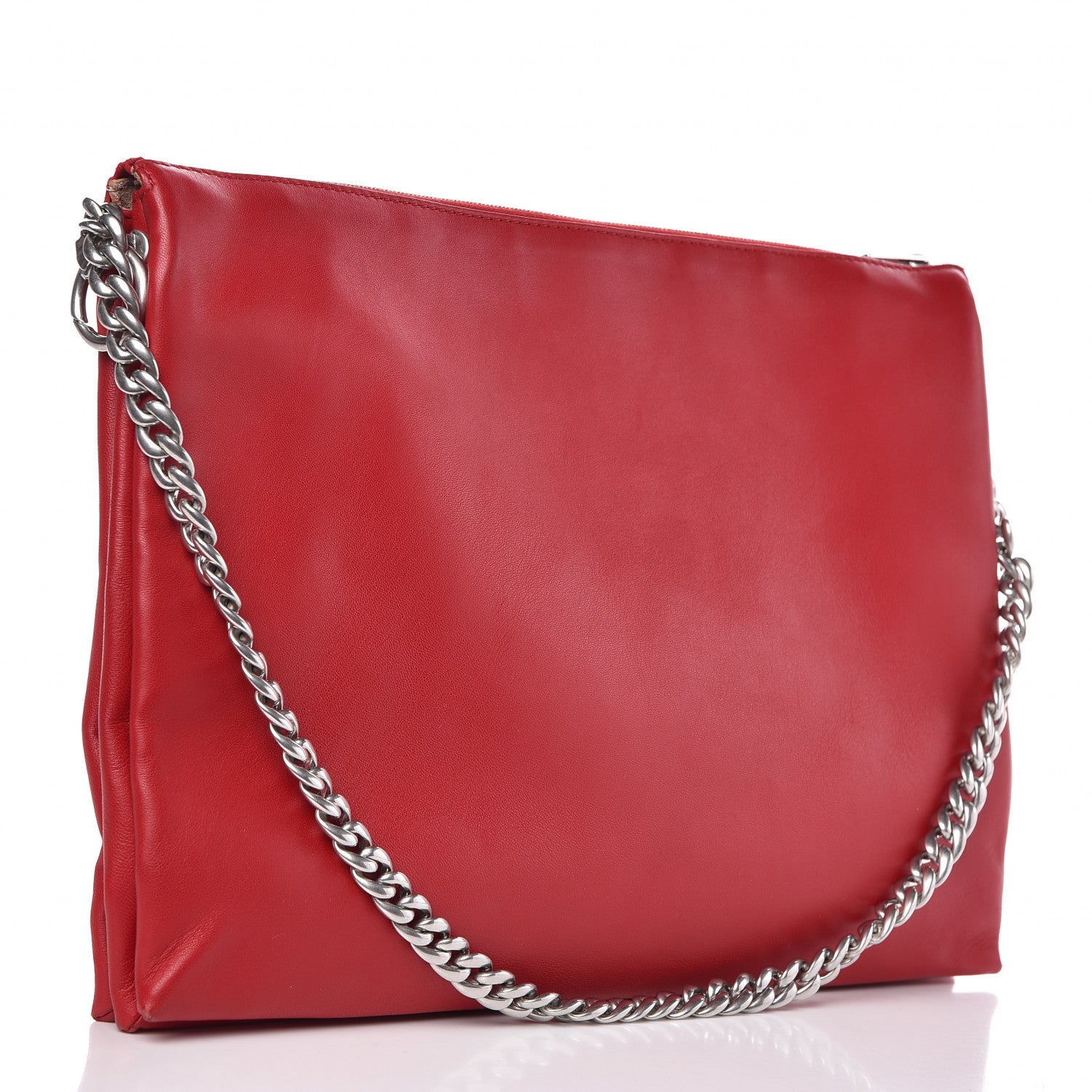 Celine Lambskin Soft Trio Zipped Bag Bright Red 3 of 11
