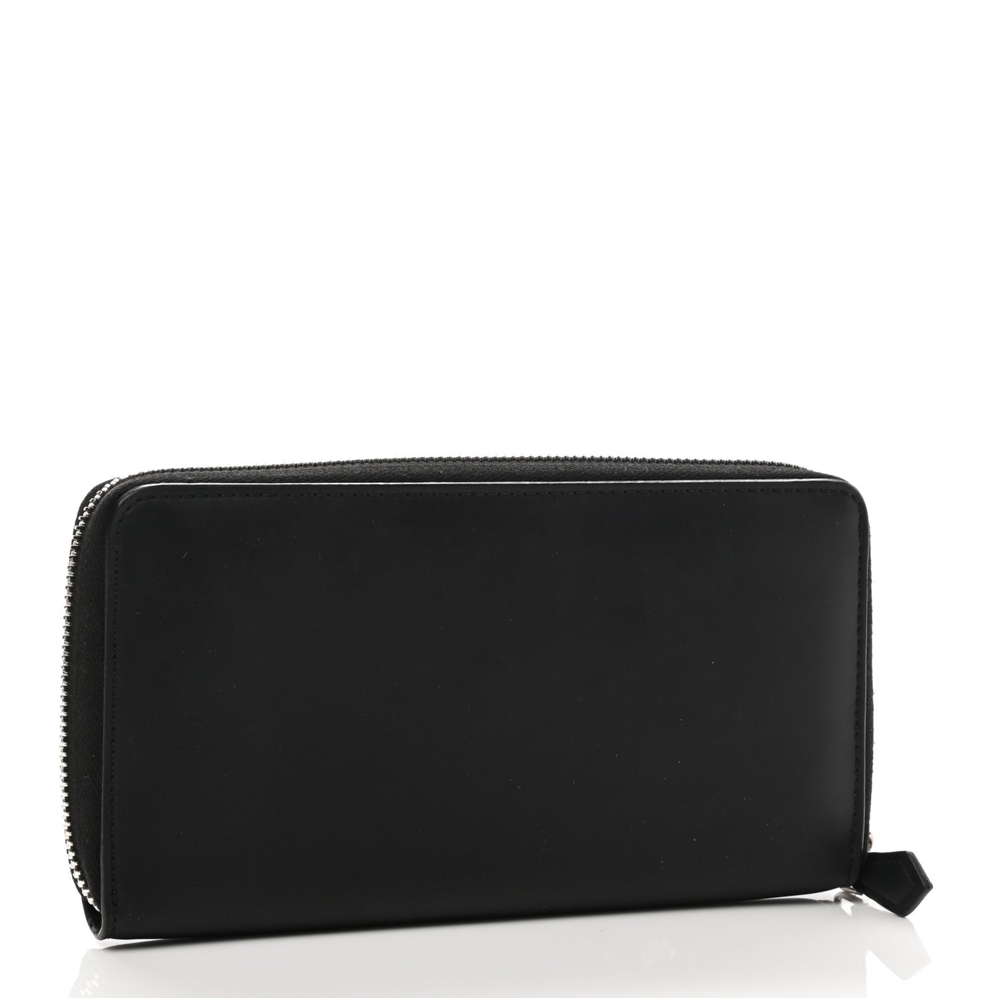 Calfskin Logo Star Embossed Zip Around Wallet Black