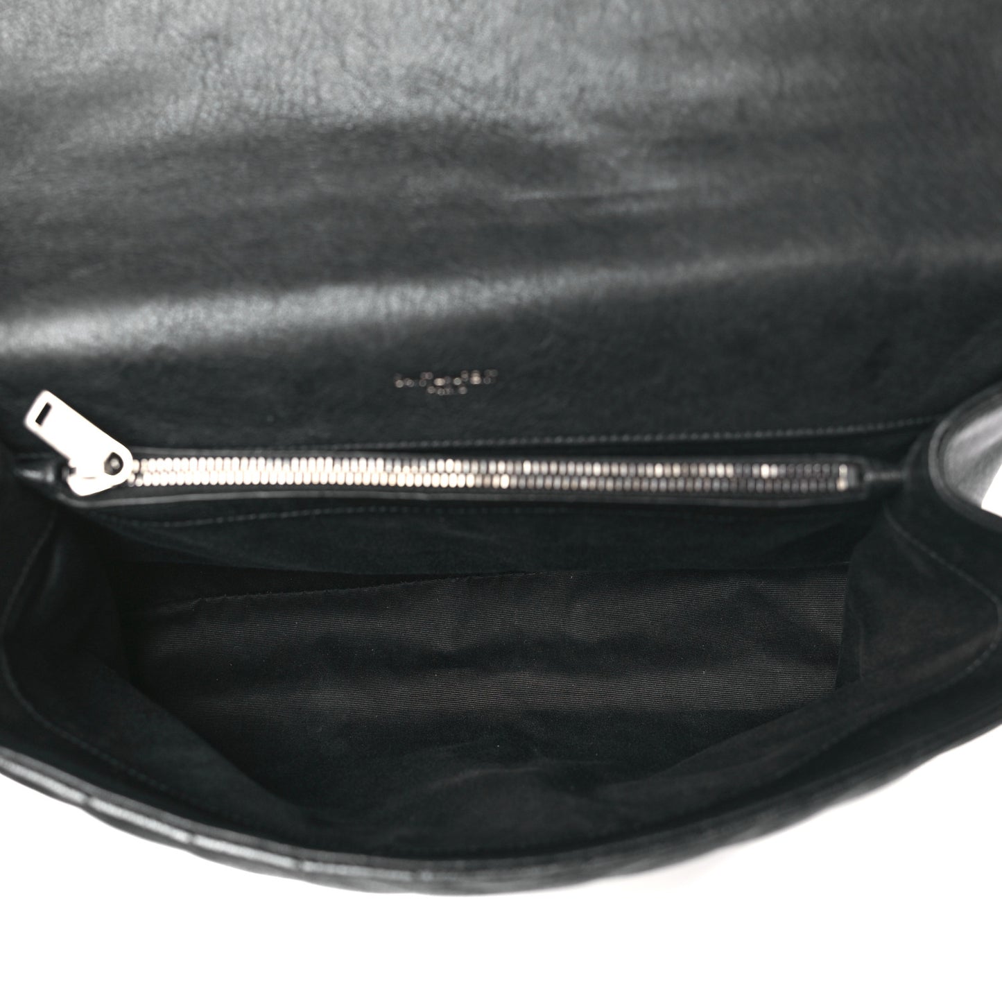 Sheepskin Matelasse Chevron Monogram Large College Satchel Black