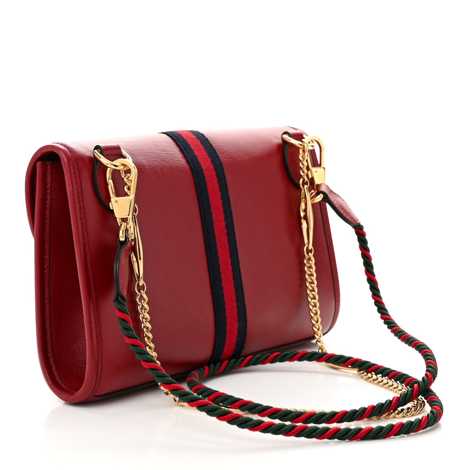 Gucci Textured Calfskin Web Rajah Slim Flap Shoulder Bag Romantic Cherry 3 of 10