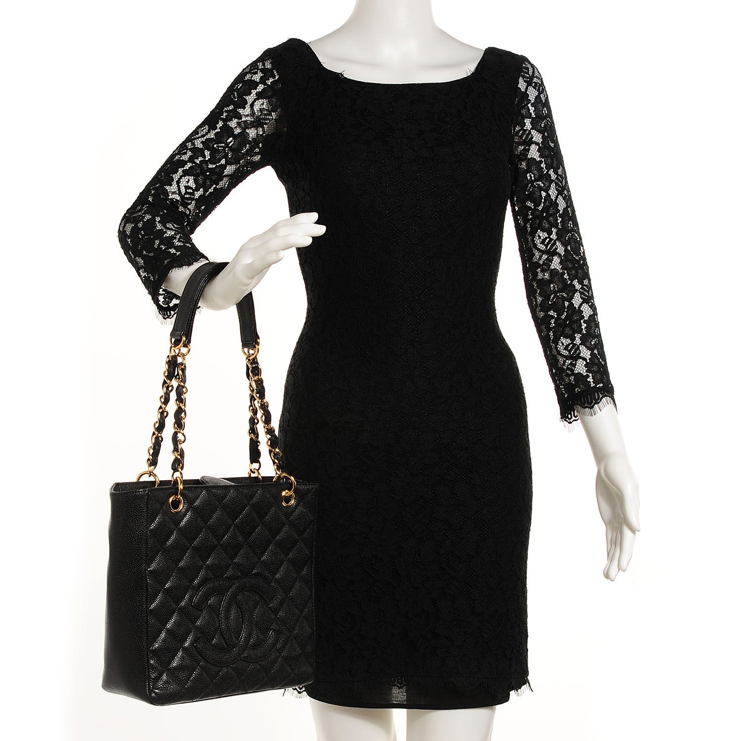 Chanel Caviar Quilted Petit Shopping Tote PST Black 2 of 7