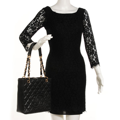 Chanel Caviar Quilted Petit Shopping Tote PST Black 2 of 7