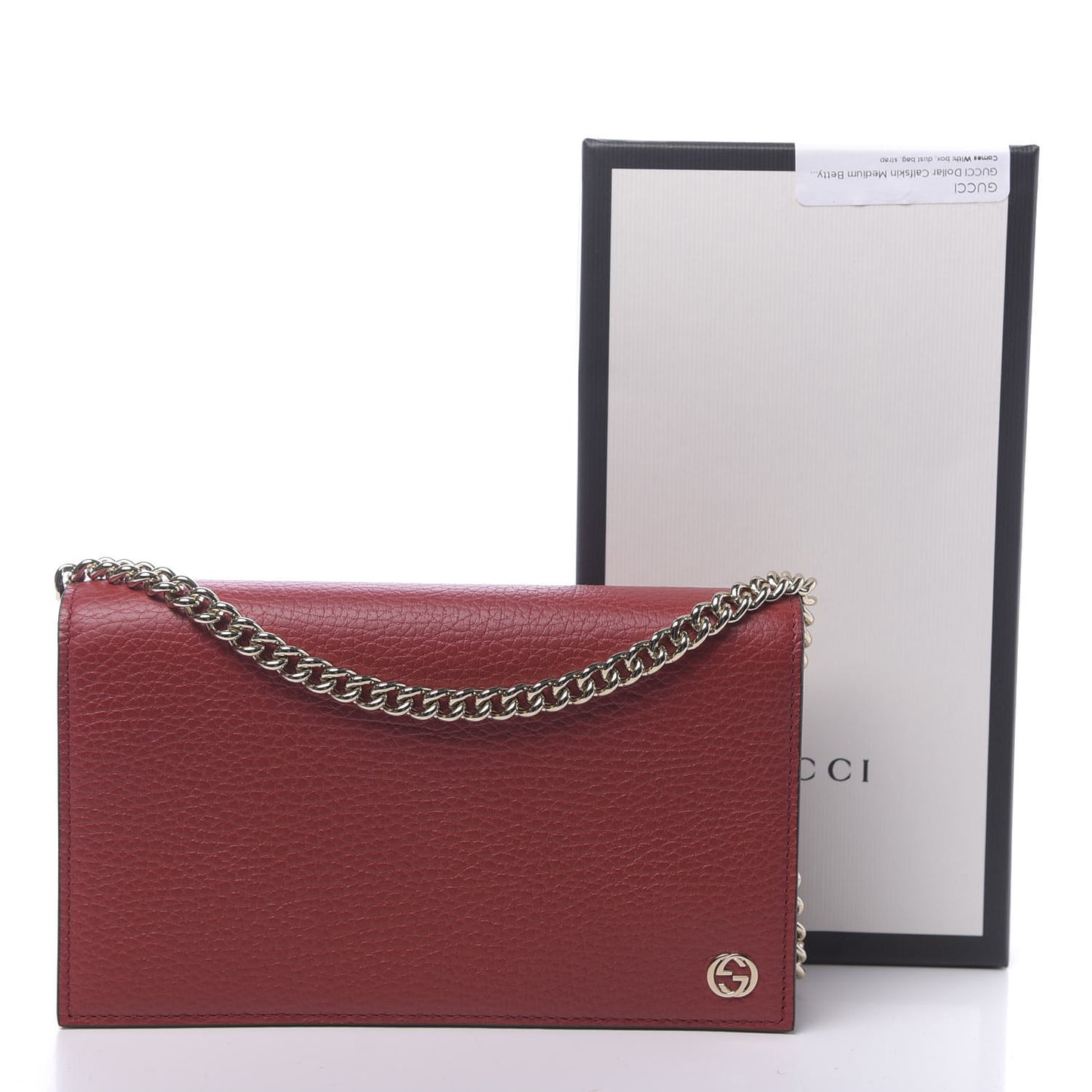 Dollar Calfskin Medium Betty Chain Wallet Red