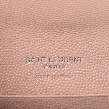 Saint Laurent Grain De Poudre Matelasse Chevron Small Monogram Envelope Wallet Pale Blush 6 of 8