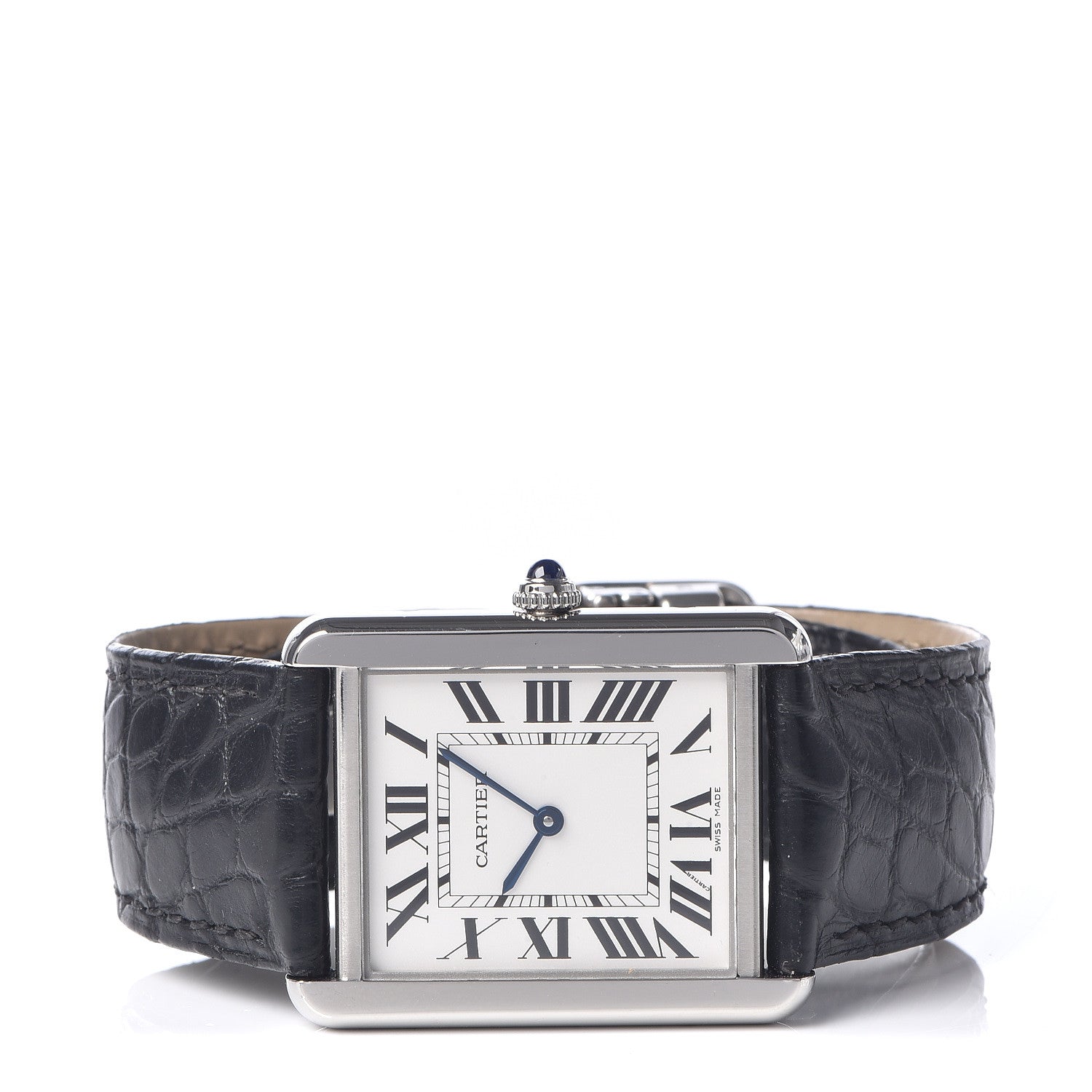 Cartier Stainless Steel Alligator 27mm Tank Solo Quartz Watch 3 of 8
