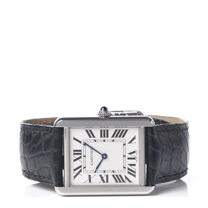 Cartier Stainless Steel Alligator 27mm Tank Solo Quartz Watch 3 of 8