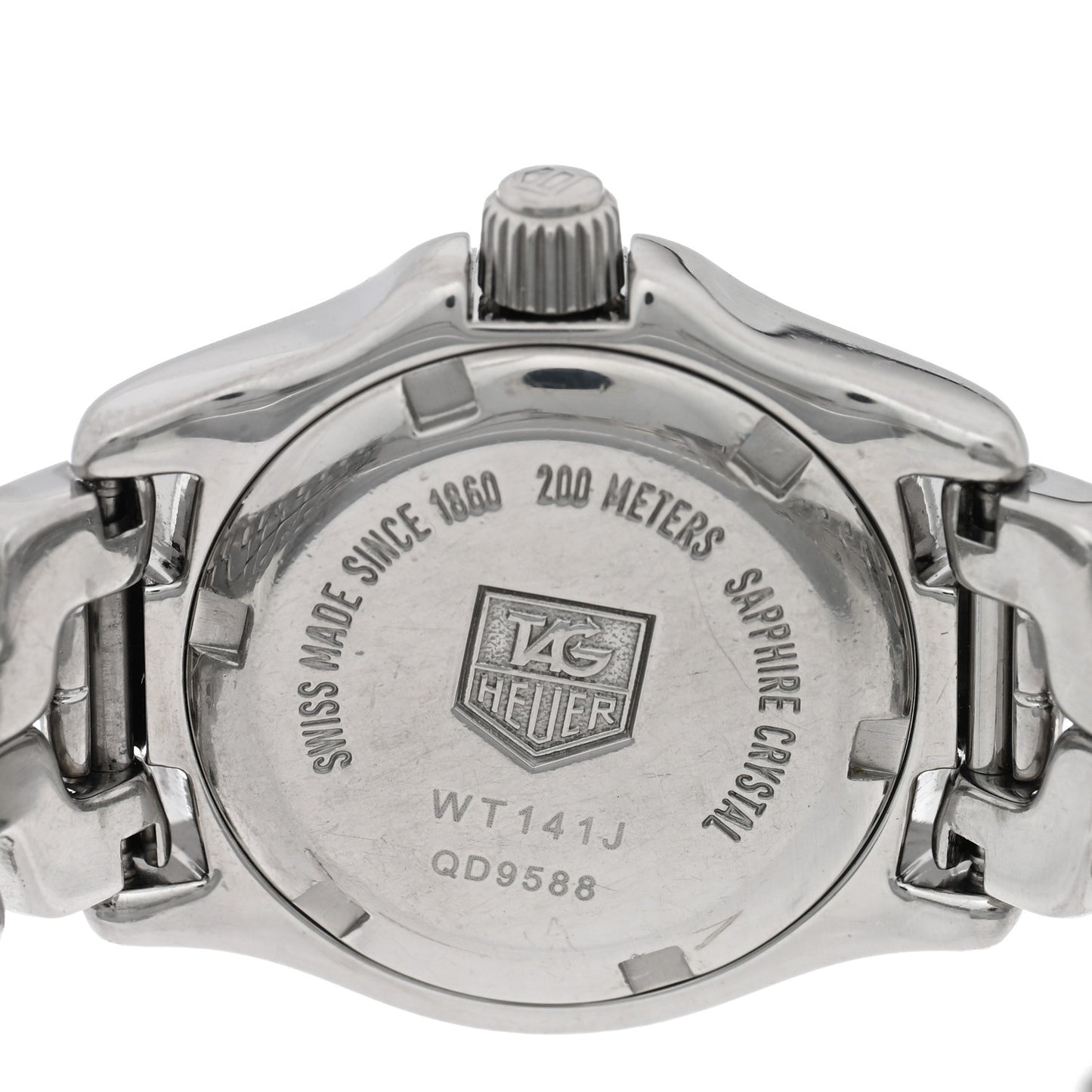 Stainless Steel Diamond Bezel Mother of Pearl 26mm Link Quartz Watch WT141J