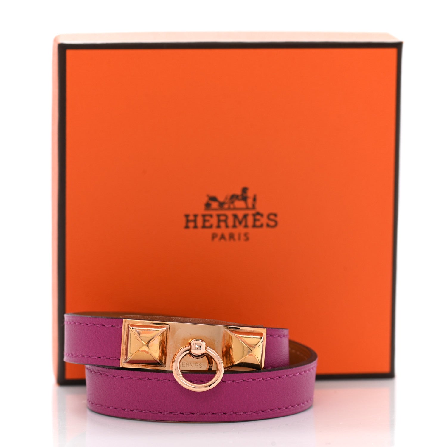 Hermes Swift Rivale Double Tour Bracelet T2 Rose Pourpre 7 of 7