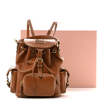 Miu Miu Soft Calfskin Medium Backpack Cognac 10 of 10