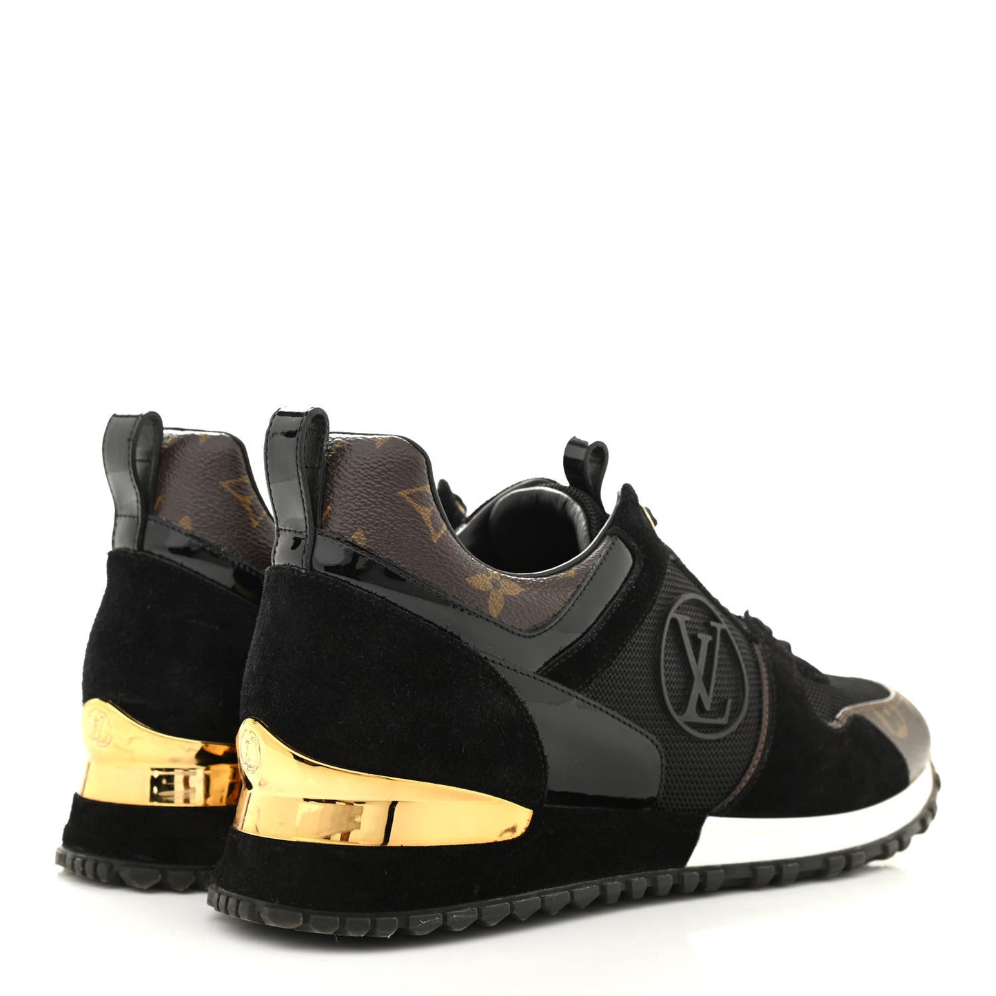 Suede Monogram Run Away Sneakers 38.5 Black