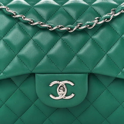 Chanel Lambskin Quilted Jumbo Double Flap Green 8 of 15