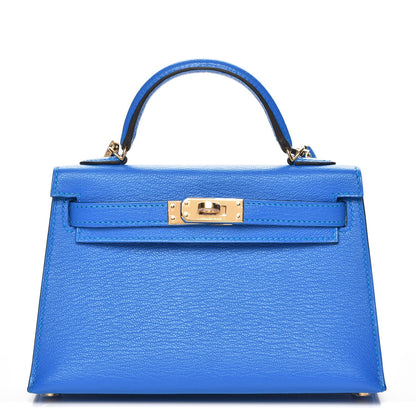 Hermes Chevre Mysore Mini Kelly Sellier 20 Bleu Hydra 1 of 22