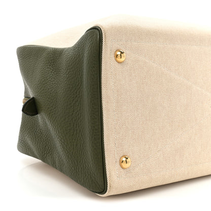Hermes Toile Taurillon Clemence Victoria II 43 Ecru Vert Olive 9 of 14