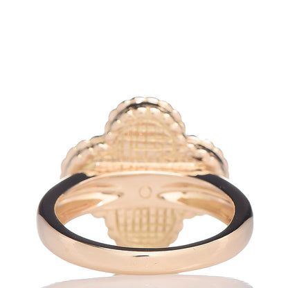 Van Cleef & Arpels 18K Yellow Gold Diamond Black Onyx Vintage Alhambra Ring 45 3.25 4 of 5