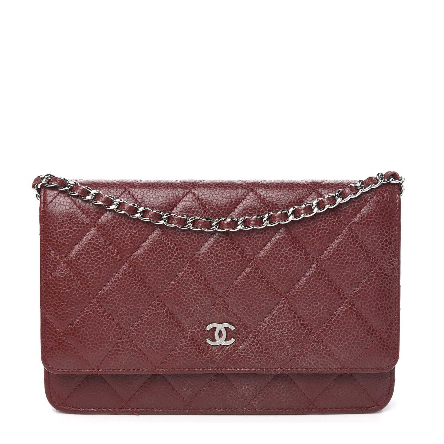 Caviar Quilted Wallet On Chain WOC Dark Red