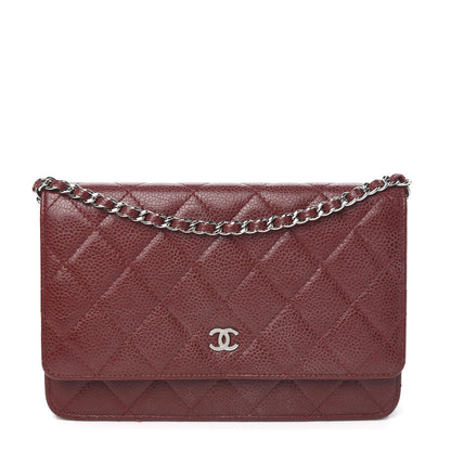Chanel Caviar Quilted Wallet On Chain WOC Dark Red 1 of 15