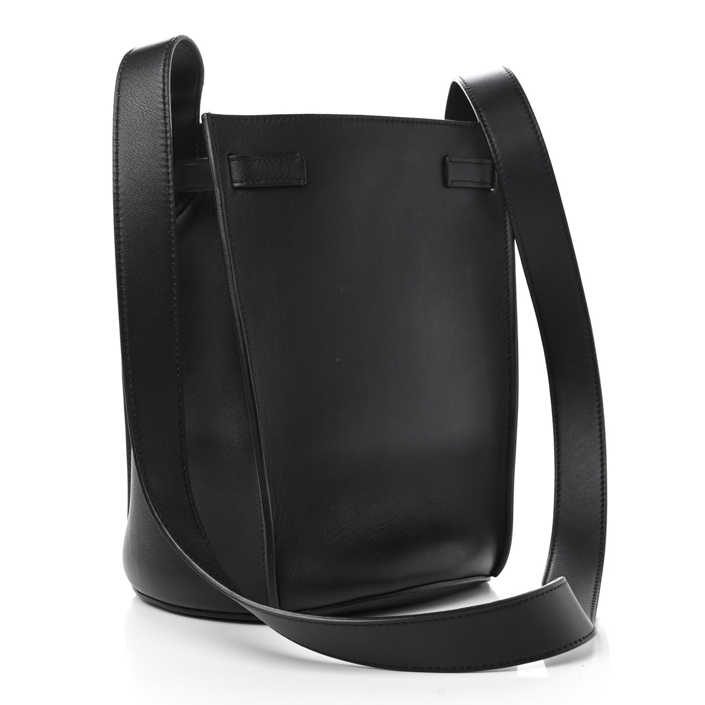 Smooth Calfskin Long Strap Big Bag Bucket Black