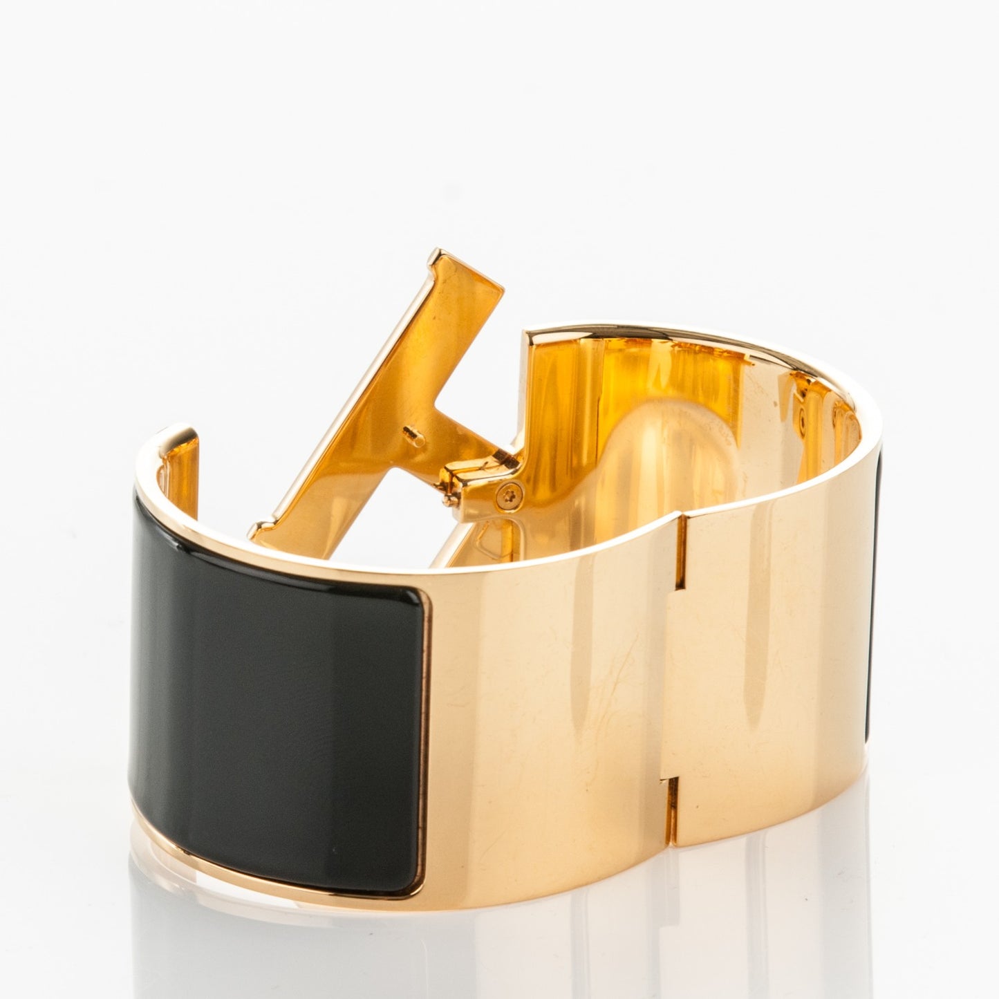 Enamel Extra Wide Clic Clac H Bracelet GM Black