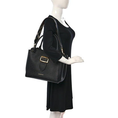 Burberry Soft Grain Calfskin Medium Buckle Tote Black 3 of 9
