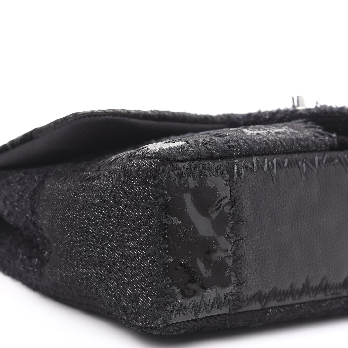 Tweed Patchwork Jumbo Single Flap Black