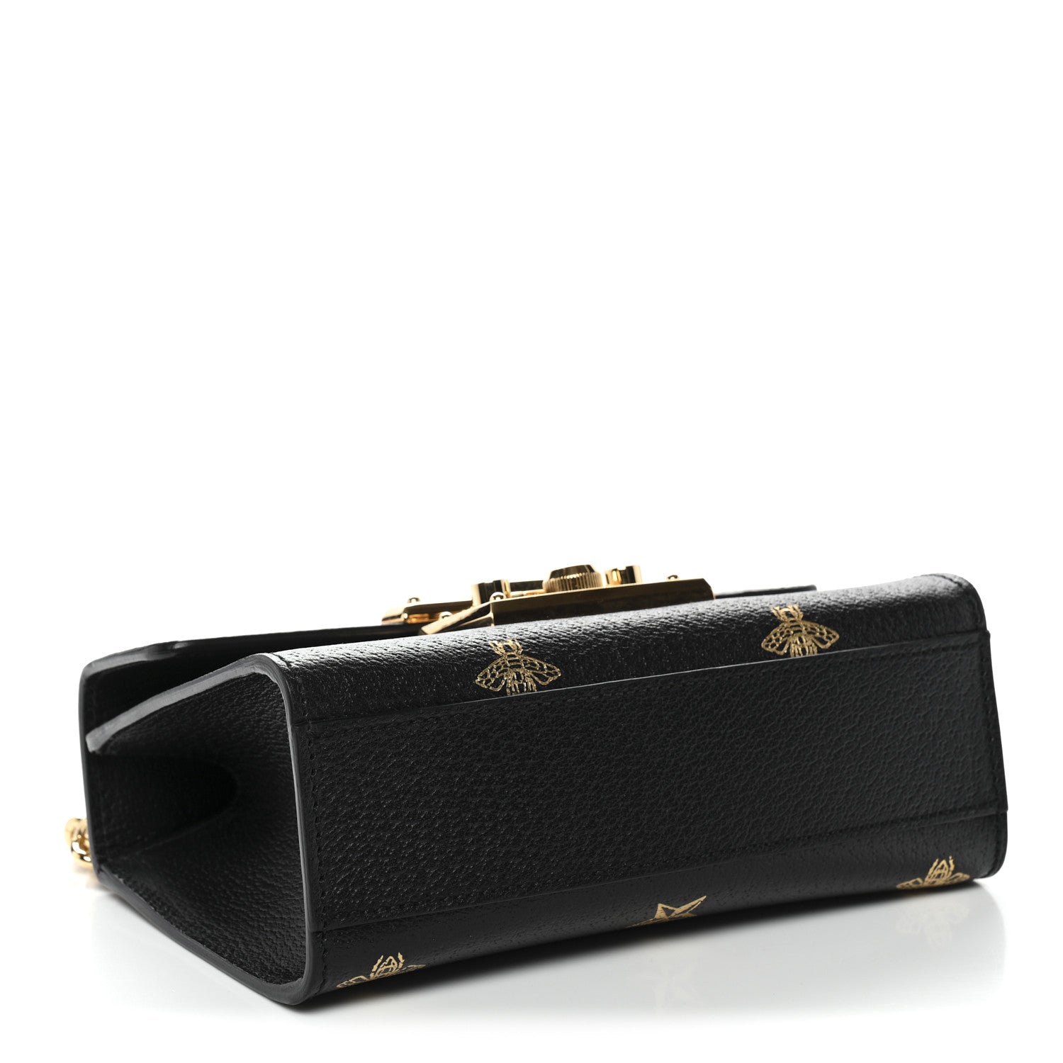 Gucci Grained Calfskin Bee Star Small Padlock Shoulder Bag Black 4 of 13