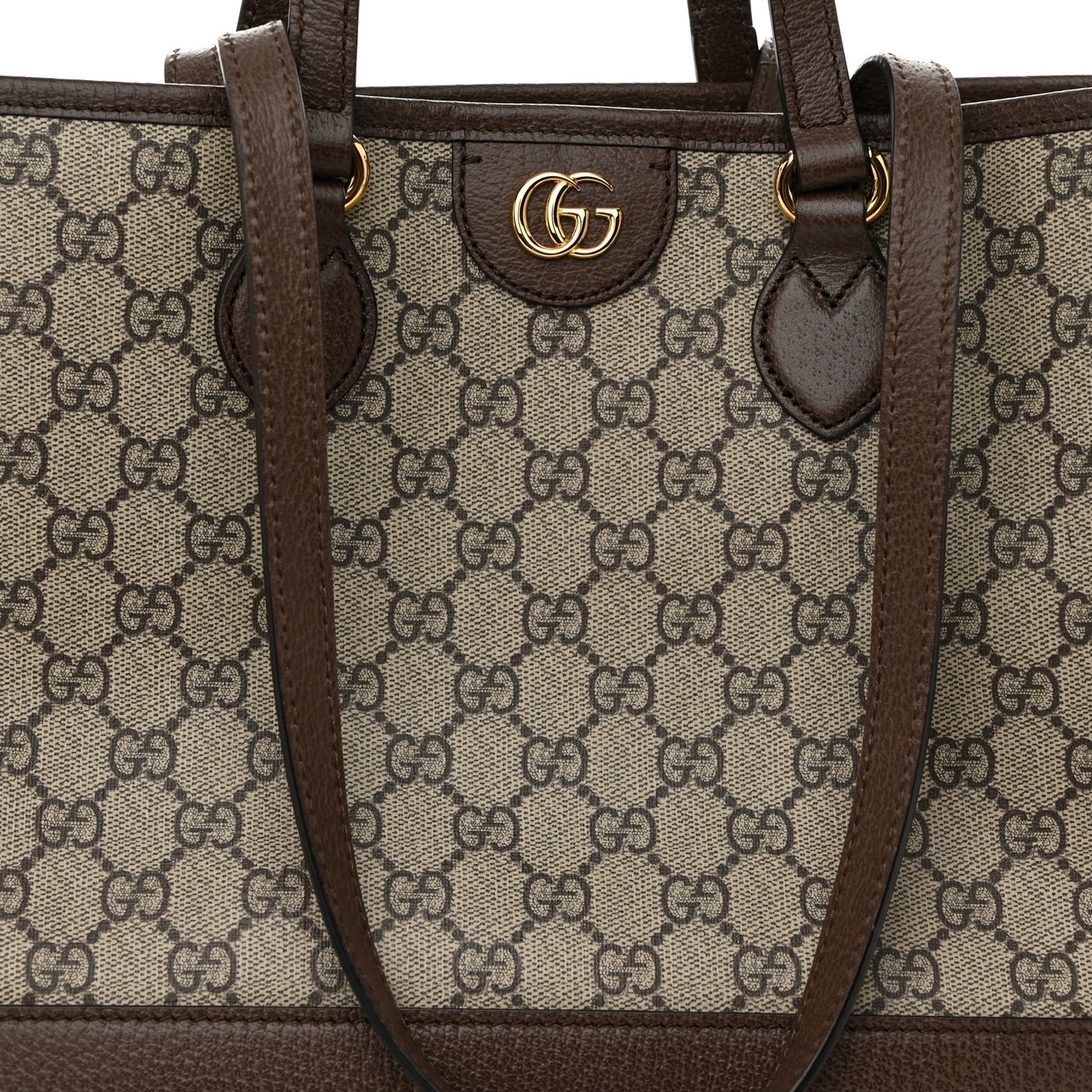 GG Supreme Monogram Textured Calfskin Small Ophidia Shoulder Tote Bag Beige Ebony New Acero