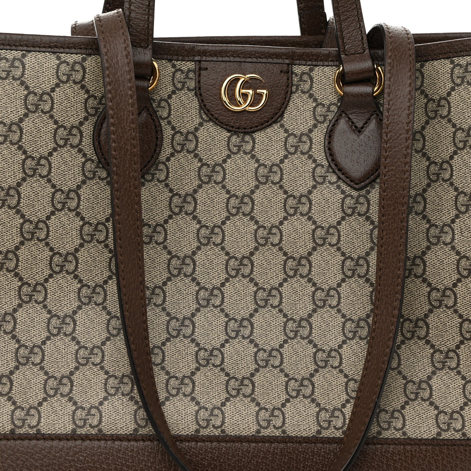 Gucci GG Supreme Monogram Textured Calfskin Small Ophidia Shoulder Tote Bag Beige Ebony New Acero 8 of 10