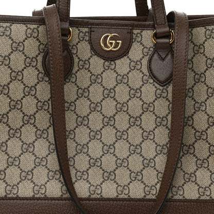Gucci GG Supreme Monogram Textured Calfskin Small Ophidia Shoulder Tote Bag Beige Ebony New Acero 8 of 10