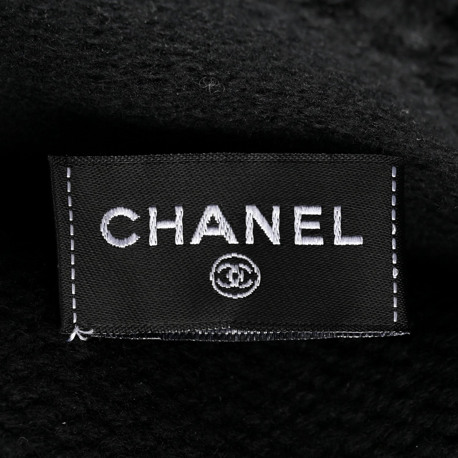Chanel Cashmere Wool Silk CC Beanie Hat Black Light Beige 5 of 5