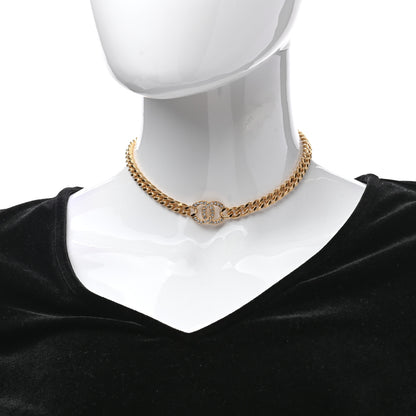 Chanel Crystal Chain Link CC Choker Necklace Gold 2 of 7