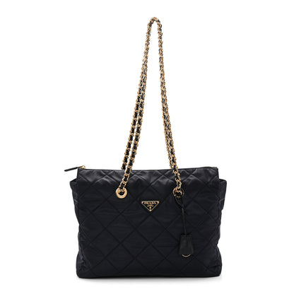 Prada Nylon Tessuto Impuntu Quilted Tote Baltico 1 of 10