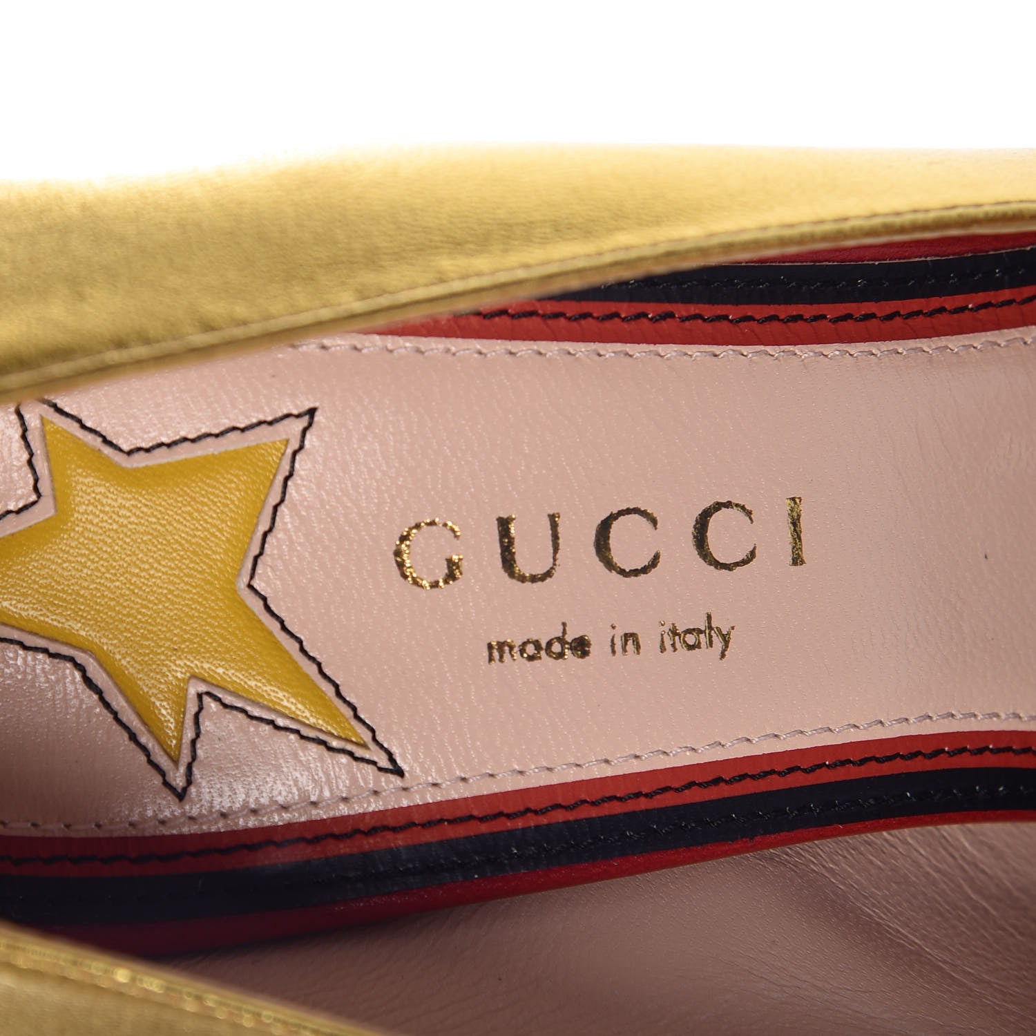 Gucci Malaga Kid Web Bow Pumps 36.5 Oro 7 of 8