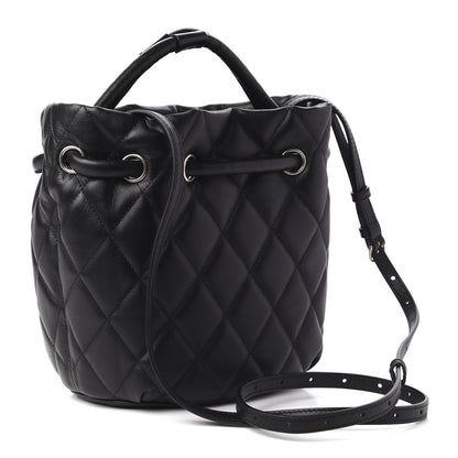 Balenciaga Nappa Calfskin Quilted Touch B Bucket Bag Black 3 of 9