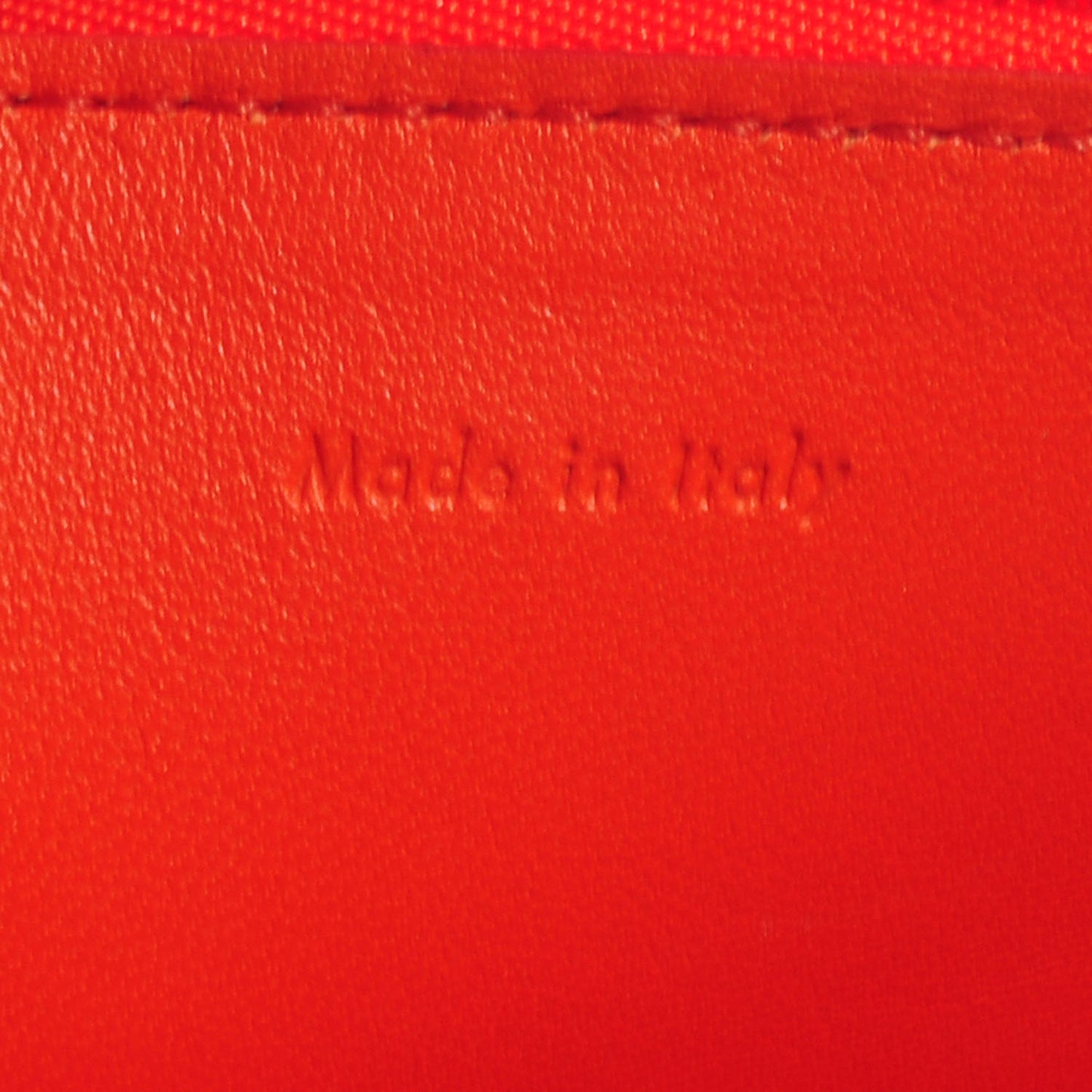Leather Bi-Color Pouch Clutch Orange/Raspberry