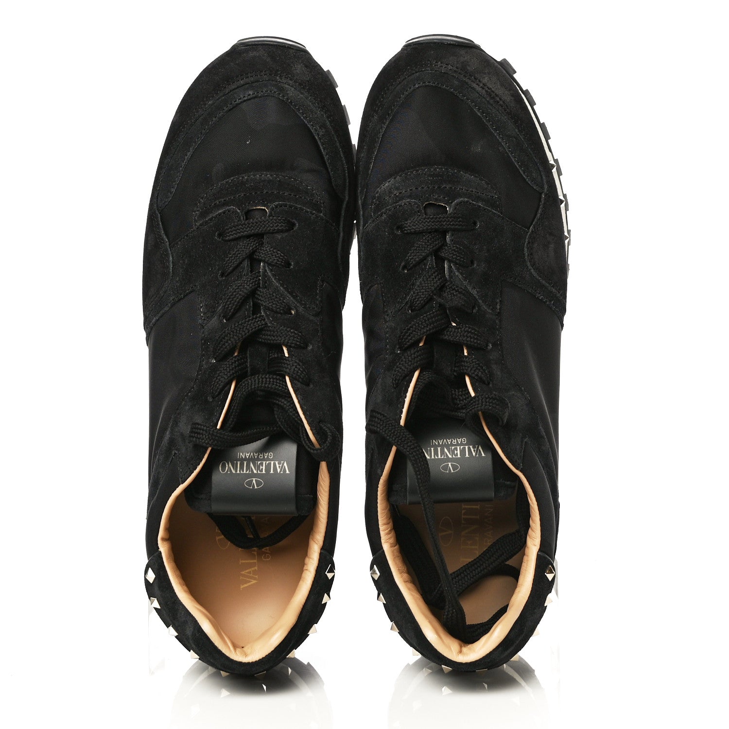 Valentino Garavani Suede Nylon Camouflage Womens Soul Rockstud Sneakers 41 Black 6 of 13