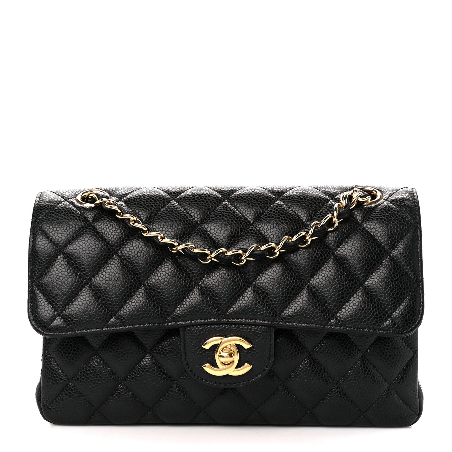 Caviar Quilted Small Double Flap Black
