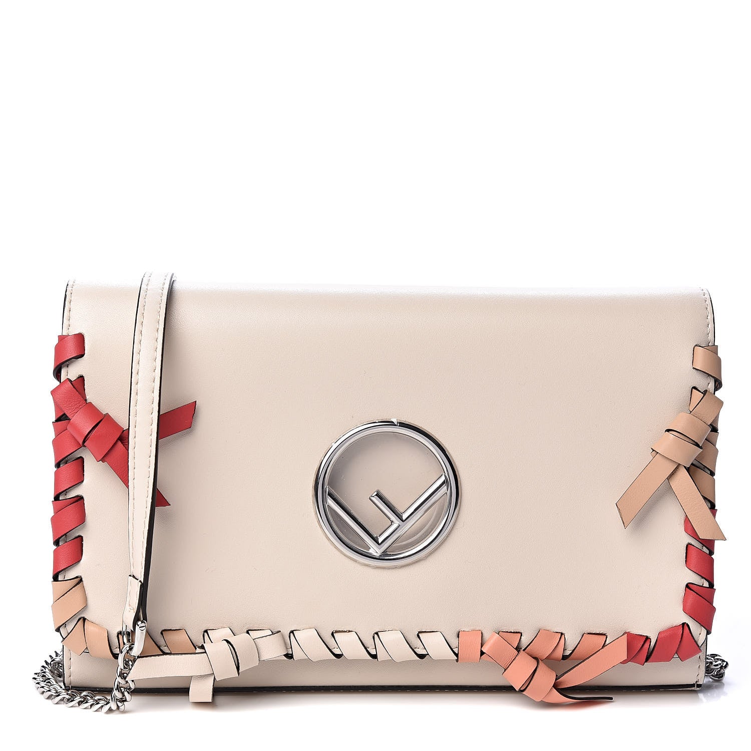 Fendi Vitello Liberty F is Fendi Whipstitch Bow Wallet On Chain Camelia Multicolor 1 of 11