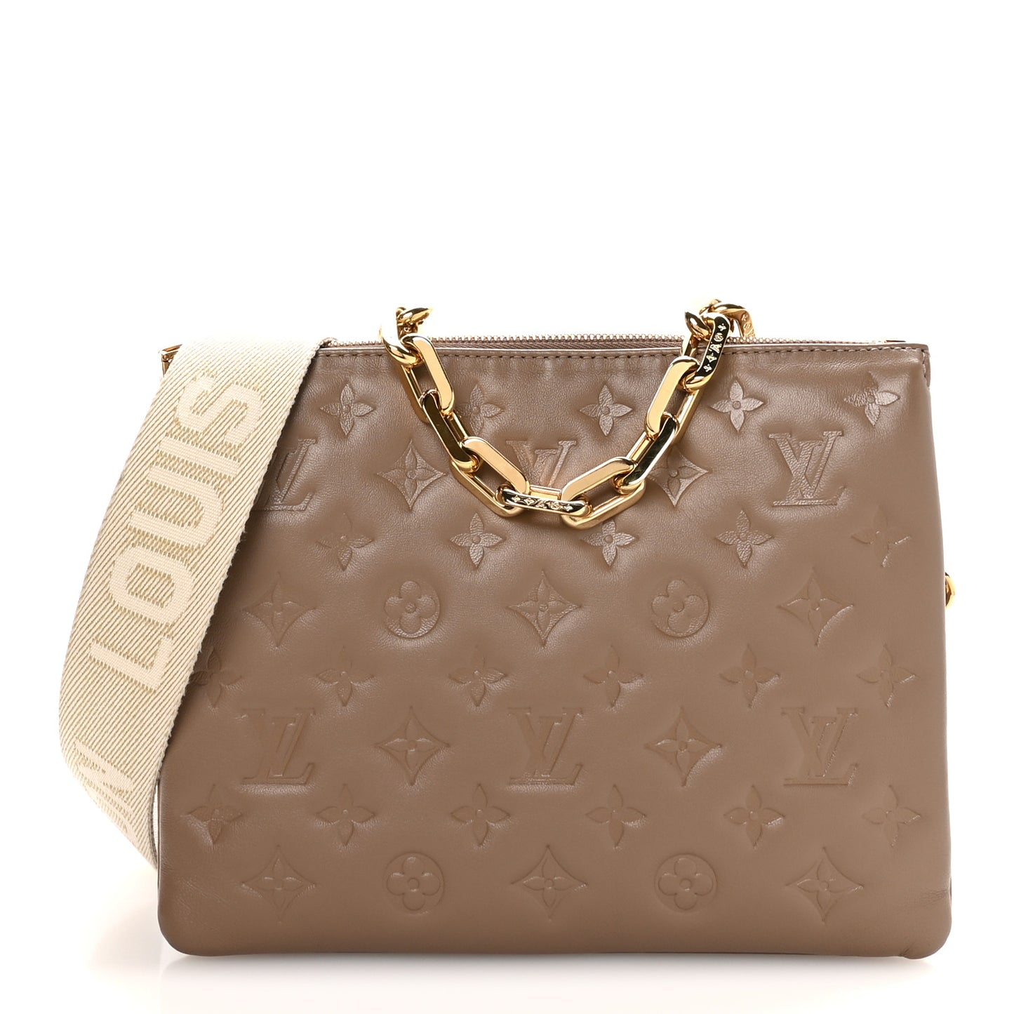 Lambskin Embossed Monogram Coussin PM Taupe Taupe