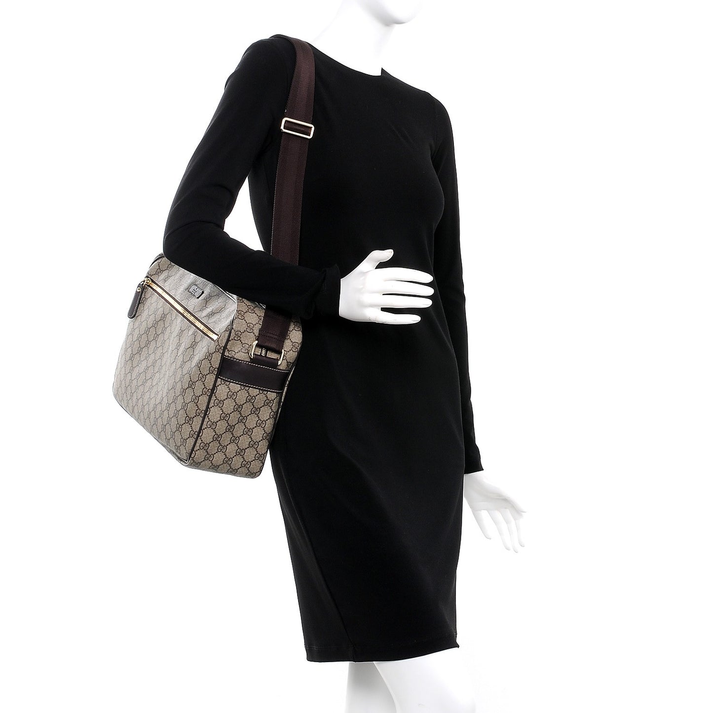 GG Plus Monogram Large Messenger Bag Dark Brown