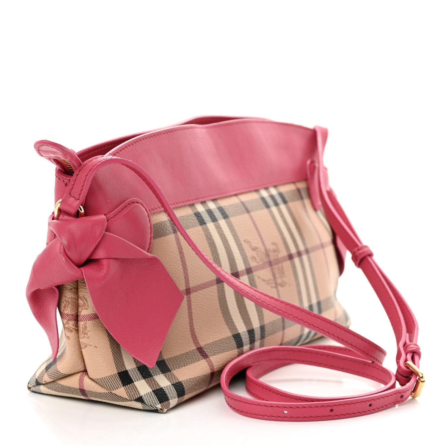 Burberry Haymarket Check Bow Tie Crossbody Bag Pink 3 of 16