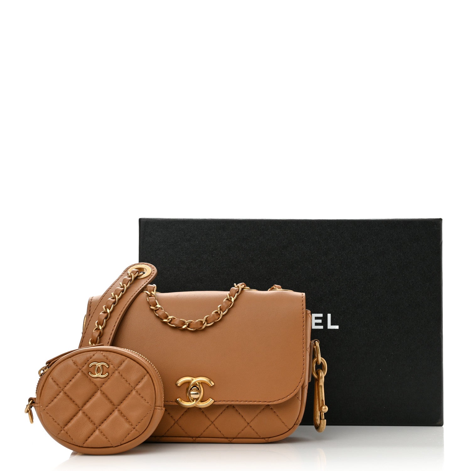 Chanel Calfskin Quilted Multi Pouching Flap And Coin Purse Beige 14 of 14