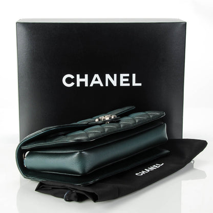 Chanel Goatskin Quilted Medium Perfect Edge Flap Green 4 of 7