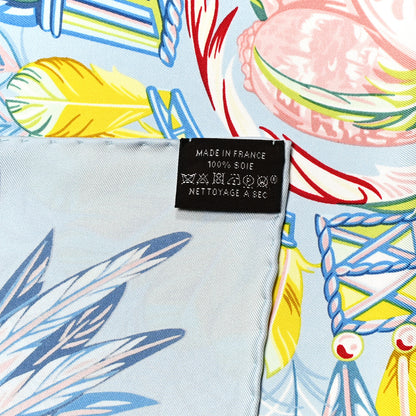 Hermes Silk Danse Pacifique Scarf 90 Bleu Ciel Vert Jaune Vif 6 of 6
