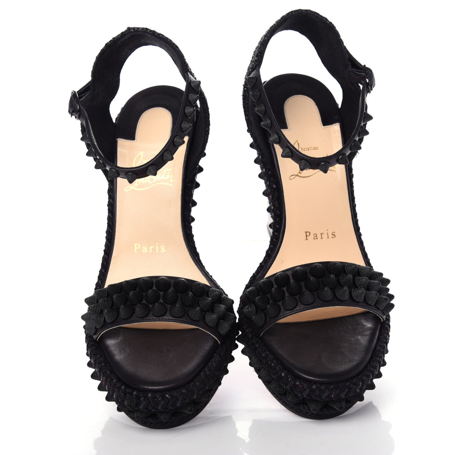 Christian Louboutin Calfskin Lata 110 Wedges 37 Black 5 of 10