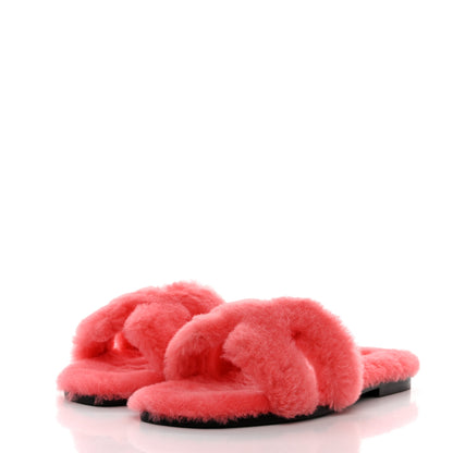 Hermes Woolskin Oran Sandals 37 Rose Du Desert 3 of 8